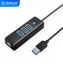 USB Хъб Orico PW3UR-U3-015-BK, 3хUSB 3.0, RJ45, Черен