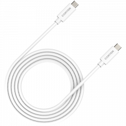 Кабел/адаптер Кабел CANYON UC-42, USB-C към USB-C, 20Gbps, 240W, 48V, 2м, Бял