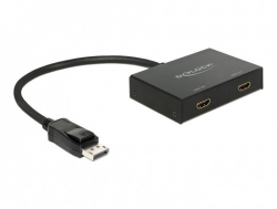 Кабел/адаптер Сплитер DeLock, DisplayPort 1.2 мъжко - 2 x HDMI женско, Черен