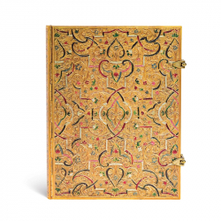 Канцеларски продукт Paperblanks Тефтер Gold Inlay, Ultra, широки редове, твърда корица, 120 листа