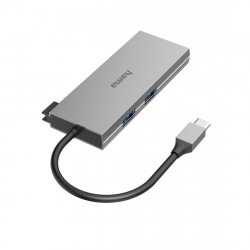 USB Хъб HAMA-200110, 2x USB-A, 1х USB-C, 1х HDMI, 1х SD, 1х MicroSD, сив