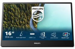 Монитор Philips 16B1P3302D/00, 15.6'' 1920x1080 FHD, IPS, 16:9, 250 cd/m2, 4ms, 2x USB-C, Черен