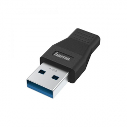 Кабел/адаптер Адаптер HAMA USB-A мъжко - USB-C женско, USB 3.2 Gen 1, 5 Gbit-s, Черен