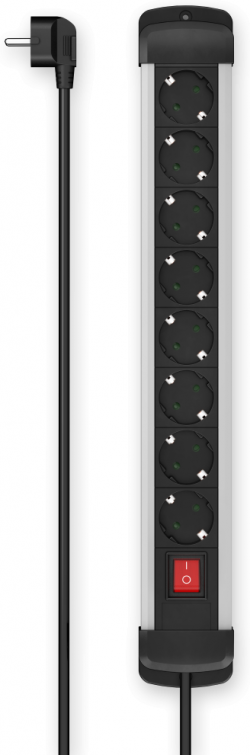 Разклонител 8-гнезда стенен монтаж, 1,5 м, HAMA-223105