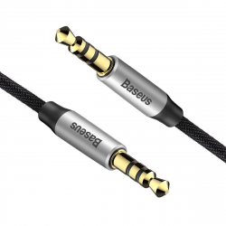 Кабел/адаптер Стерео аудио кабел Baseus Yiven M30, 2х 3.5мм аудио жак, 1м, Сребристо-черен
