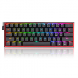 Клавиатура Redragon Fizz K617-RGB_RD, геймърска, механична, USB, RGB, Red Switch, Черна