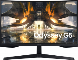 Монитор Samsung Odyssey G55A, 27" 2560 x 1440, Curved, VA, 165 Hz, 1 ms, HDMI, DP, Черен