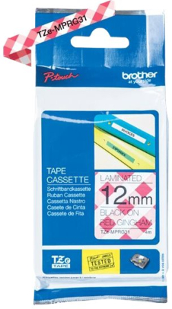 Касета за етикетен принтер BROTHER TZe-MPRG31 tape black-square pattern 12mm-4m