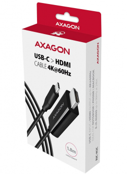 Кабел/адаптер AXAGON RVC-HI2MC, USB-C - HDMI 2.0, 4K, 60Hz, Алуминиев корпус, 1.8м