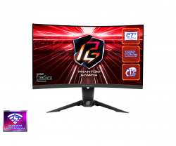 Монитор ASRock PG27Q15R2A, 27" QHD 2560X1440, VA, 165Hz, 1ms, HDMI, DP, WiFi антена, Черен