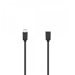 Кабел/адаптер HAMA Full-Featured, USB-C женско - USB-C мъжко, 0.5 м, USB 3.2 Gen1, Черен