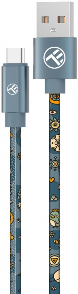 Кабел/адаптер Tellur Graffiti кабел за данни, USB-A - USB-C, 3A, 1 м, син