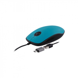 Мишка TNB Sunset, с кабел, USB Type-A, с адаптер USB Type-C, синя