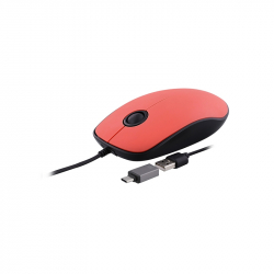 Мишка TNB Sunset, с кабел, USB Type-A, с адаптер USB Type-C, червена