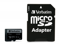 Verbatim PRO micro SDXC 64GB Class 10 UH (Incl. Adaptor)