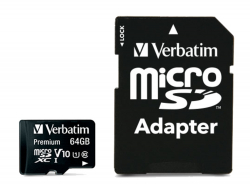 SD/флаш карта Verbatim micro SDXC 64GB Class 10 (Incl. Adaptor)