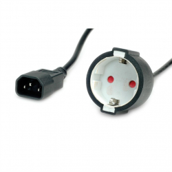 Кабел/адаптер VALUE Захранващ кабел German Socket към IEC C14 Plug, черен, 0.3 м. 19.99.1117