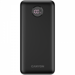Батерия за смартфон CANYON PB-2002, 20000 mAh, USB Type-C, LCD дисплей, USB 3.0, Черна