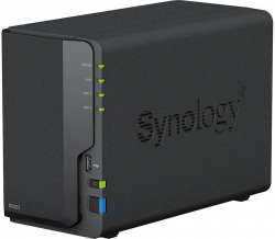 Мрежов сторидж (NAS/SAN) Synology DS223, За 2 диска, До 108TB, 4GB, Гигабит, USB3.2