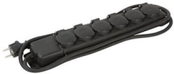 Контакт Разклонител 6x 2P+E Power IP44 със защитни капаци и кабел 2m Черен - Brennenstuhl Power IP44 BS1159970