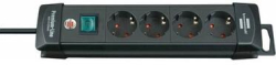 Контакт Разклонител 4x 2P+E Premium-Line с ключ и кабел 1.8m Черен - Brennenstuhl Premium-line BS1951140100