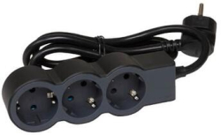 Контакт Разклонител 3x 2P+E Шуко, с кабел 1.5m, цвят Черен, Standart - Legrand Standart 694550