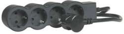 Контакт Разклонител 4x 2P+E Шуко, с кабел 3m, цвят Черен - Legrand Standart 694562