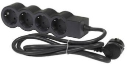 Контакт Разклонител 4x 2P+E Шуко, с кабел 5m, цвят Черен - Legrand Standart 694570