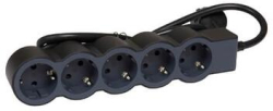Контакт Разклонител 5x 2P+E Шуко, с кабел 3m, цвят Черен - Legrand Standart 694564