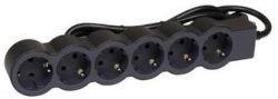 Контакт Разклонител 6x 2P+E Шуко, с кабел 3m, цвят Черен - Legrand Standart 694566