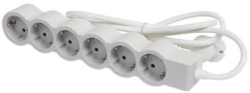 Контакт Разклонител 6x 2P+E Шуко, с кабел 5m, цвят Бял - Legrand Standart 694572