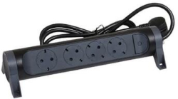 Контакт Разклонител 4x 2P+E Шуко, бутон ON/OFF, с кабел 1.5m, цвят Черен/тъмносив - Legrand Premium 694530