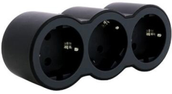 Контакт Адаптер за контакт 3x 2P+E Шуко, фронтални гнезда, цвят Черен - Legrand Standart 694519