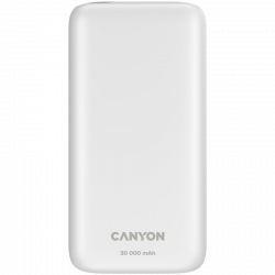 Батерия за смартфон Canyon PB - 301, външна батерия, литиево полимерна, 30000mAh, бял цвят