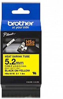 Етикетен принтер Brother HSe-611E 5.2mm Black on Yellow Heat Shrink Tape