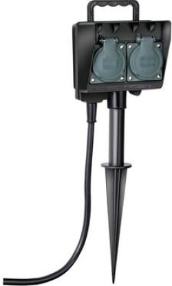 Контакт Разклонител за градина 2x 2P+E Earth Rod IP44 с кабел 1.4m Черен - Brennenstuhl Earth Rod BS1154430