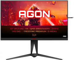 Монитор AOC AG325QZN-EU 31.5" 2560 x 1440 QHD, LED, VA, 5ms, 240Hz, 2x HDMI, 2x DP