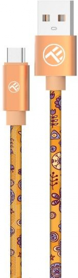 Кабел/адаптер Tellur Graffiti кабел за данни, USB-A - USB-C, 3A, 1 м, оранжев