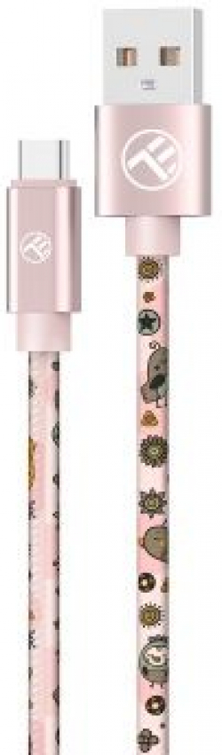 Кабел/адаптер Tellur Graffiti кабел за данни, USB-A - USB-C, 3A, 1 м, розов