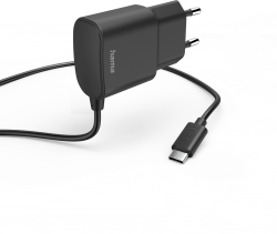 Принадлежност за смартфон Зарядно 220V Hama с USB-C кабел, 12 W, 1,0 m, черно