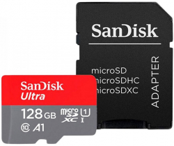 SD/флаш карта Micro SDXC 128GB Cl10 A1+adapt, SanDisk Ultra