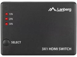 KVM продукт Lanberg Video Switch 3x HDMI + Micro USB port + Remote Controller, black