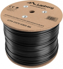 Инсталационен LAN кабел  Lanberg LAN cable FTP Cat.6 305m Outdoor Solid CU Fluke Passed, black