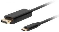 Кабел/адаптер Lanberg USB-C M display port M, cable 1.8m 4K 60Hz, black