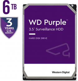 Хард диск / SSD HDD Video Surveillance WD Purple 6TB CMR, 3.5'', 256MB, SATA 6Gbps, TBW: 180