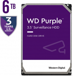 Хард диск / SSD HDD Video Surveillance WD Purple 6TB CMR, 3.5'', 256MB, 5400 rpm, SATA 6Gbps, TBW: 180