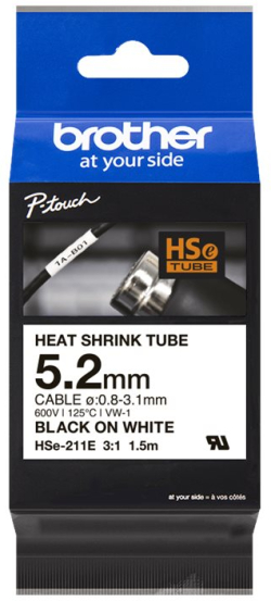 Касета за етикетен принтер BROTHER Heat Shrink Tube Black on White 5.2mm