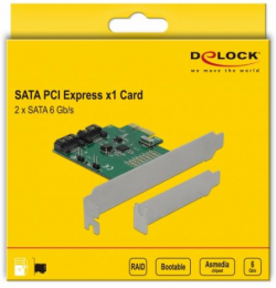 Delock, PCI Express x1 към 2 port SATA, RAID
