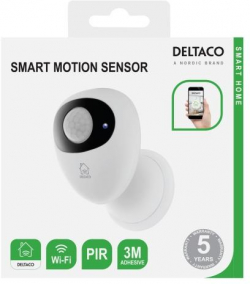 Датчик Сензор за движение DELTACO SH-WS01, SMART HOME,WiFi 2.4 GHz, Бял-Черен