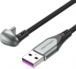 Кабел/адаптер Vention Кабел USB 3.1 Type-C - USB 2.0 AM - 1M Black U-Shaped, Aluminum Alloy 5A